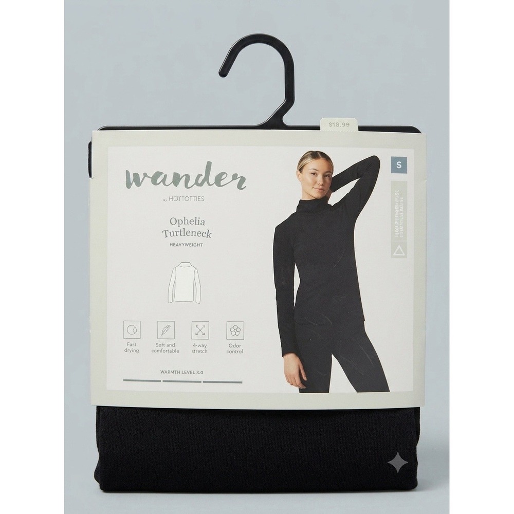 Wander by Hottotties Black Ophelia Turtleneck Heavyweight 3.0 Size Small Nwt